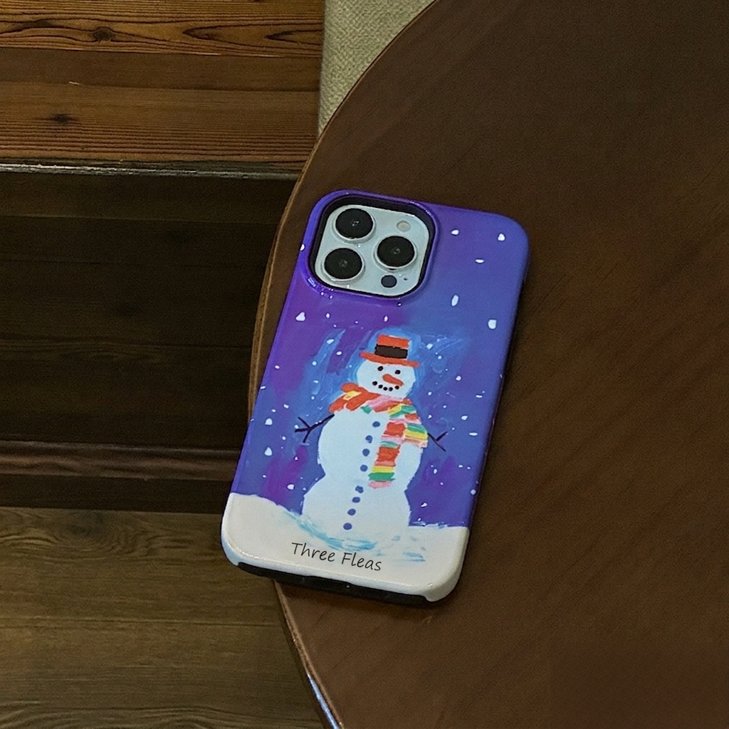 Artistic Purple Snowman Phone Case Double-layer Film Print