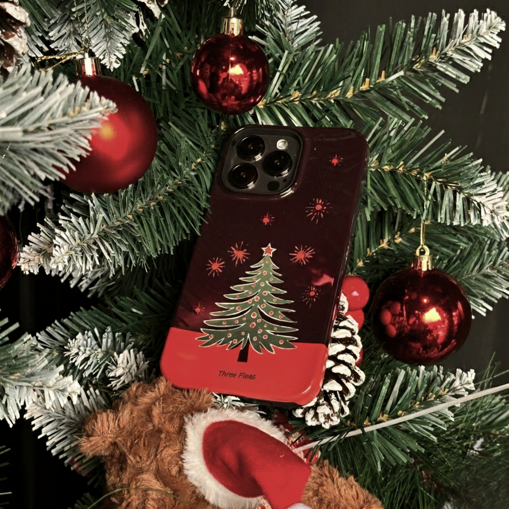 Artistic Christmas Tree & Fireworks Phone Case Double-layer Film Print
