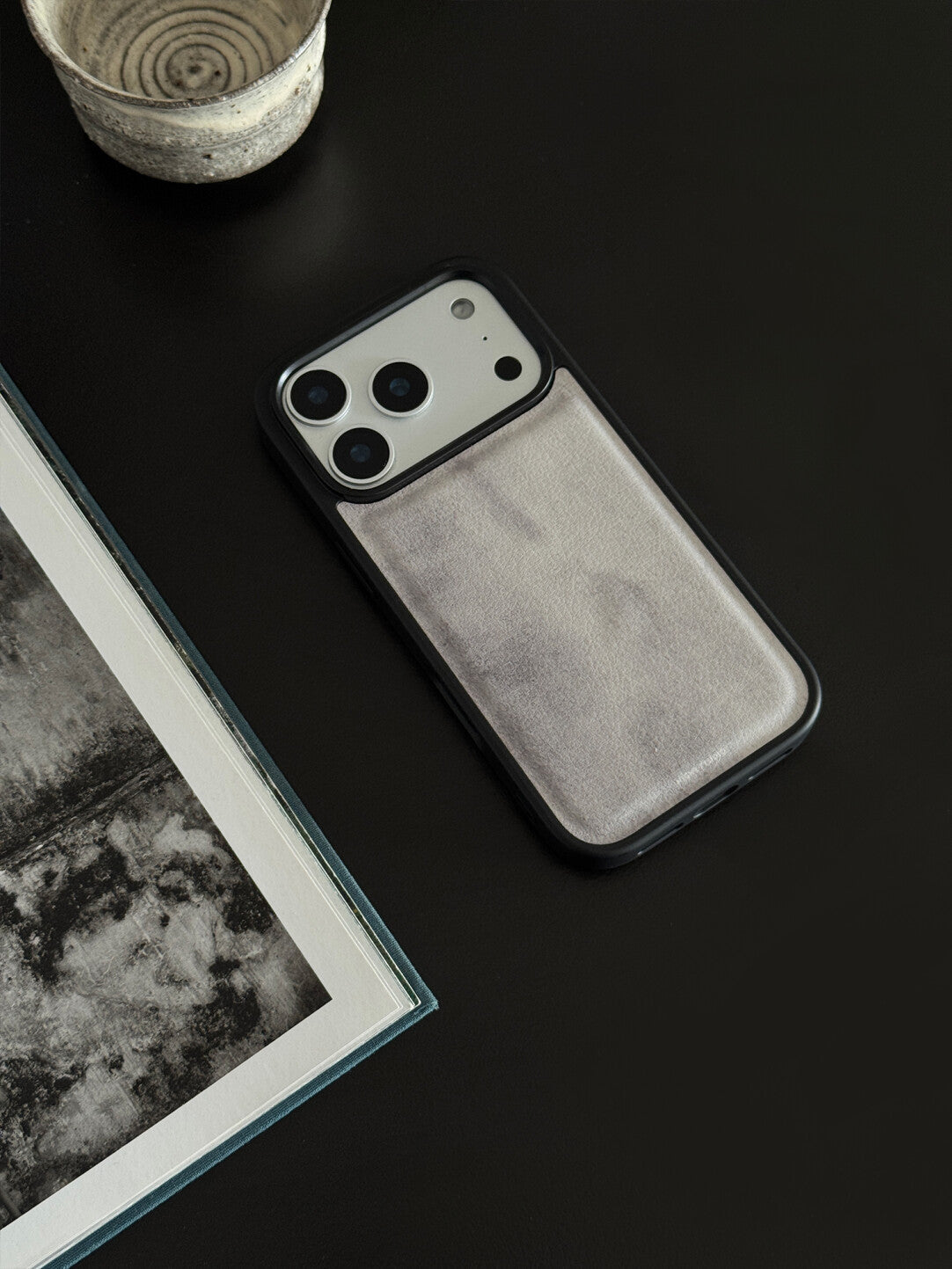 Ink White Leather Phone Case-NS044PU