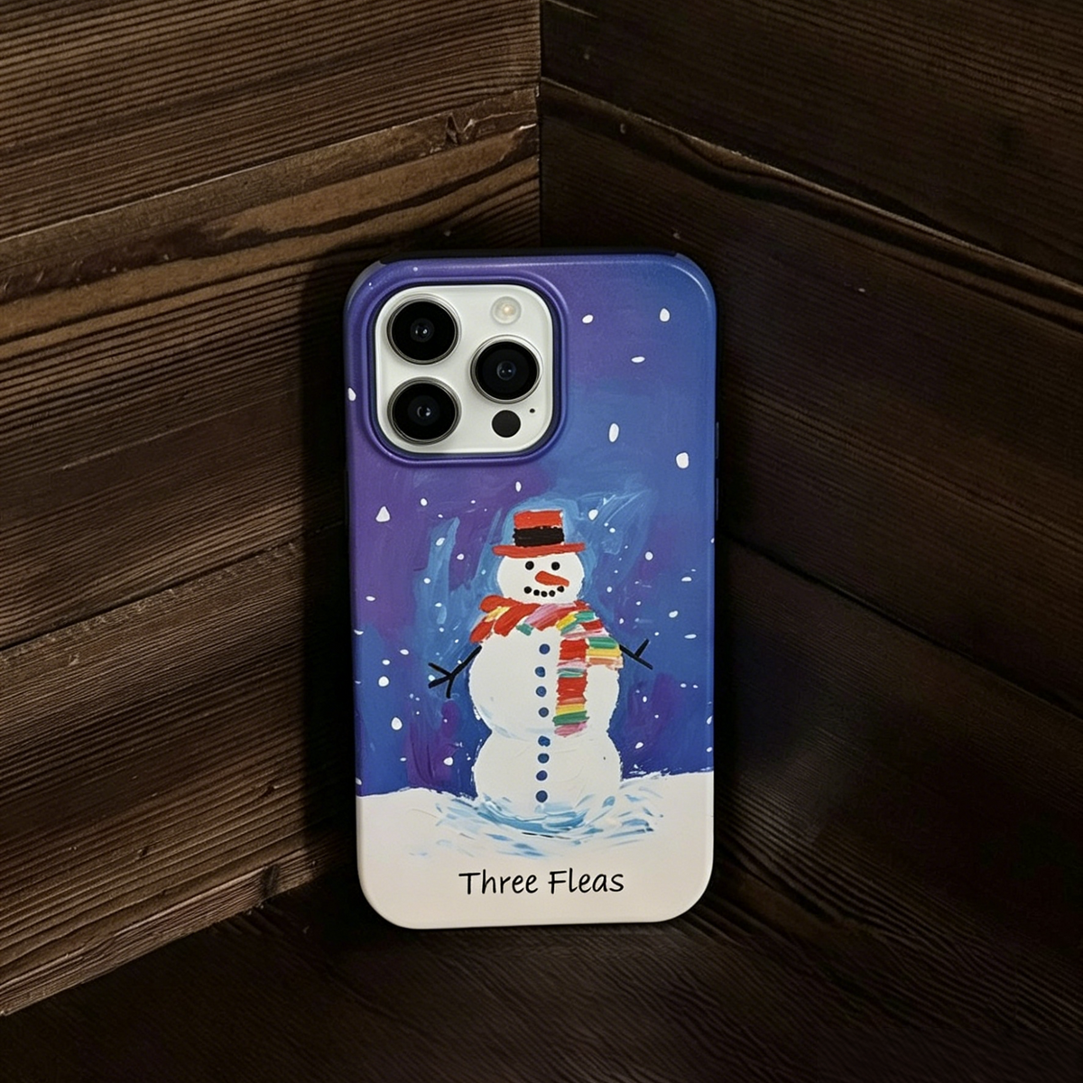 Artistic Purple Snowman Phone Case Double-layer Film Print