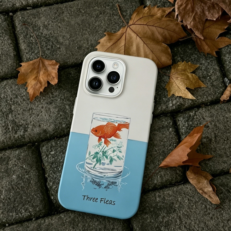 Artistic Goldfish in Glass Phone Case Double-layer Film Print
