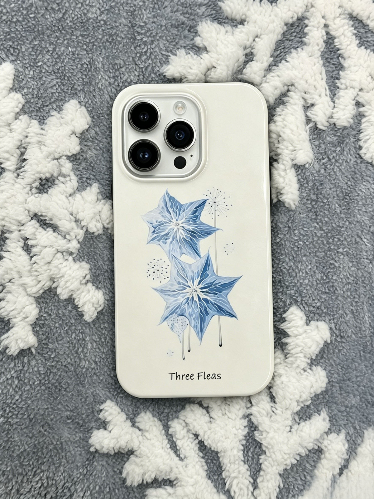 Artistic Celestial Blue Starflower Phone Case Double-layer Film Print