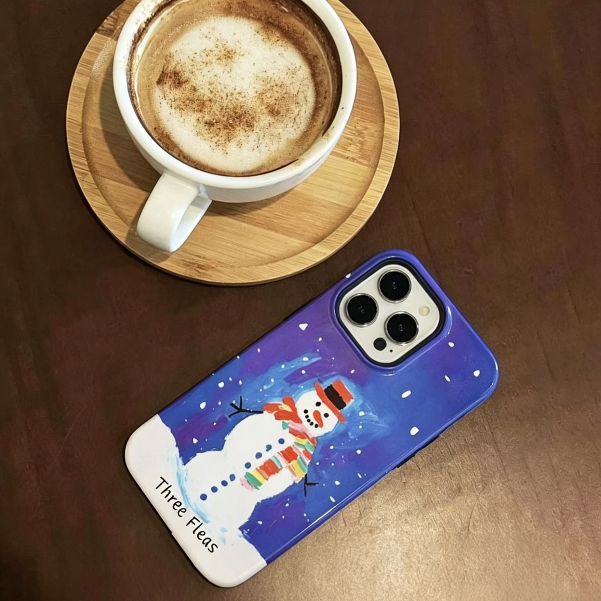 Artistic Purple Snowman Phone Case Double-layer Film Print