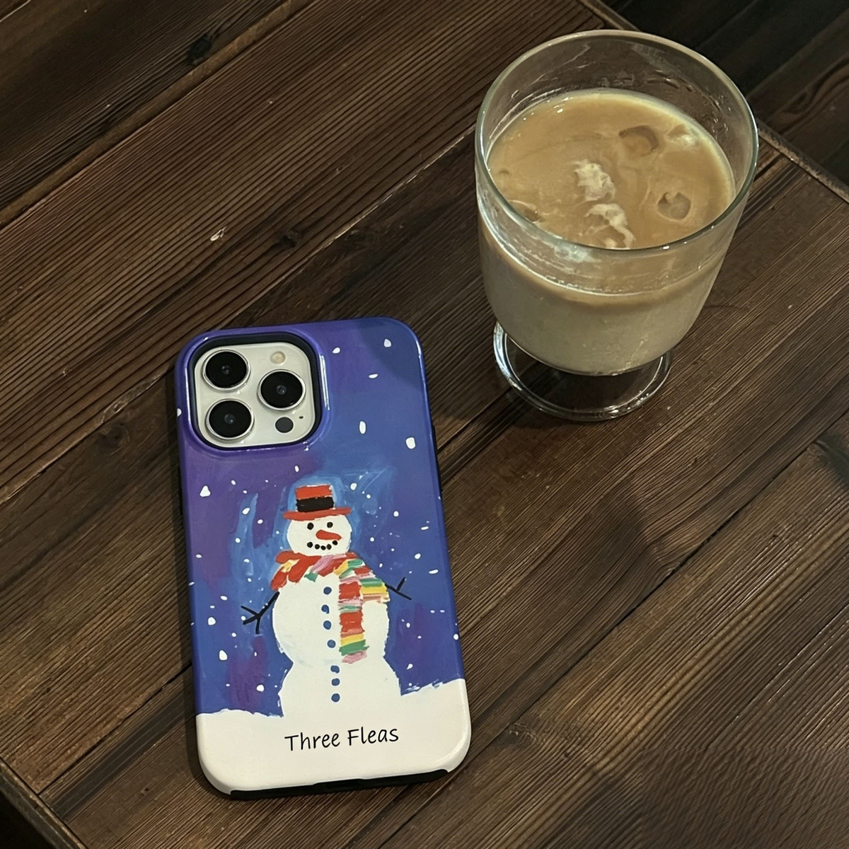 Artistic Purple Snowman Phone Case Double-layer Film Print