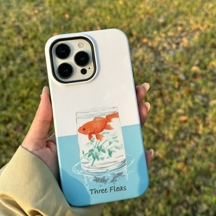 Artistic Goldfish in Glass Phone Case Double-layer Film Print