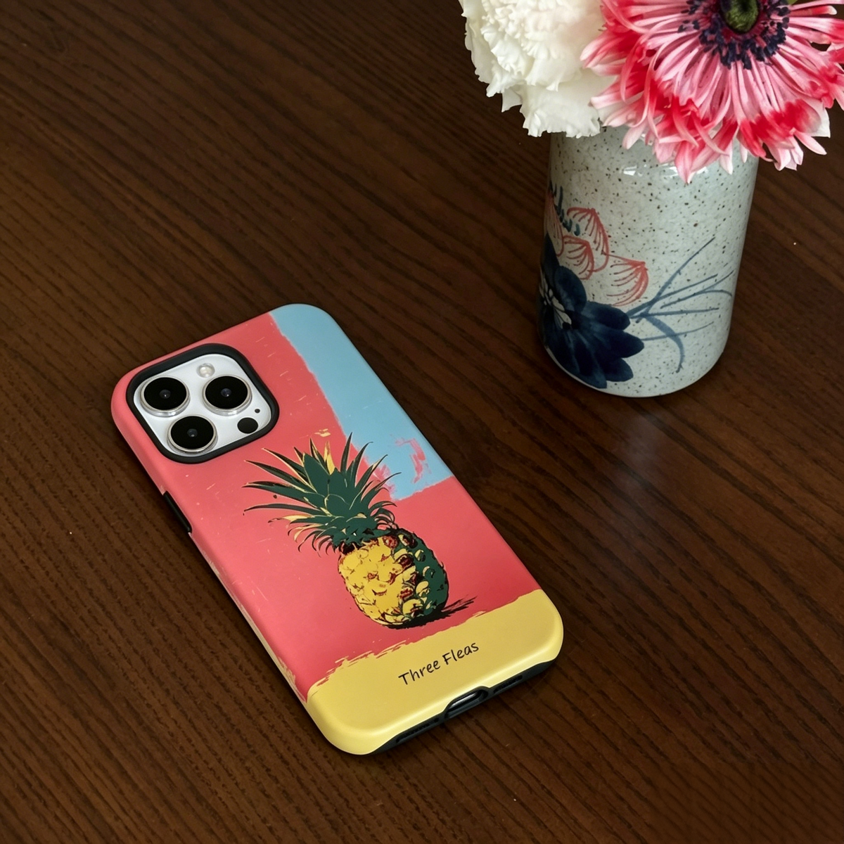 Artistic Pineapple Abstract Color Block Phone Case Double-layer Film Print