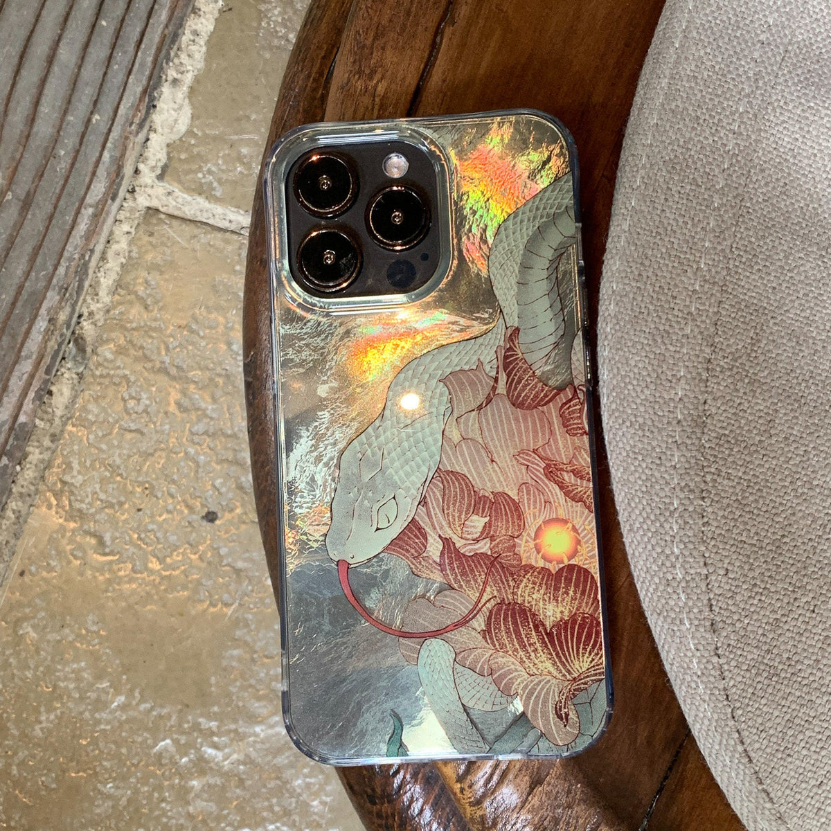 Midnight Bloom: Snake & Peony Neo-Chinese IMD Case | iPhone Case | Three Fleas