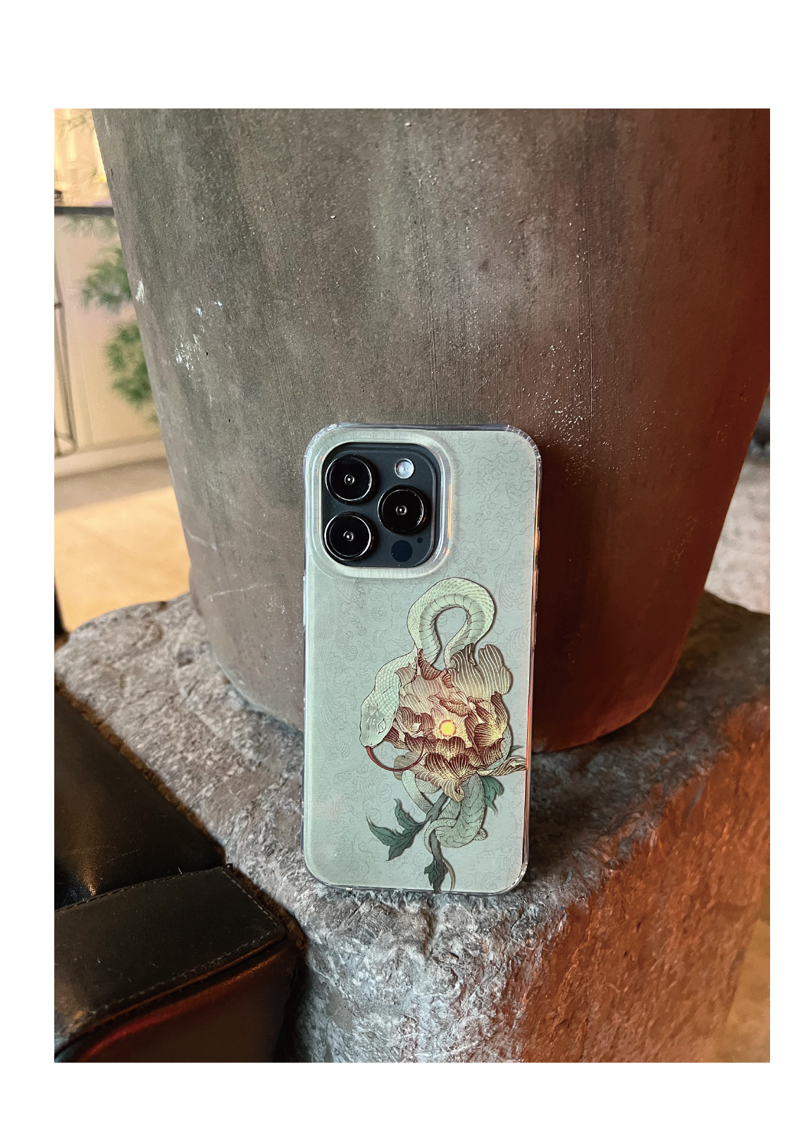 Midnight Bloom: Snake & Peony Neo-Chinese IMD Case | iPhone Case | Three Fleas