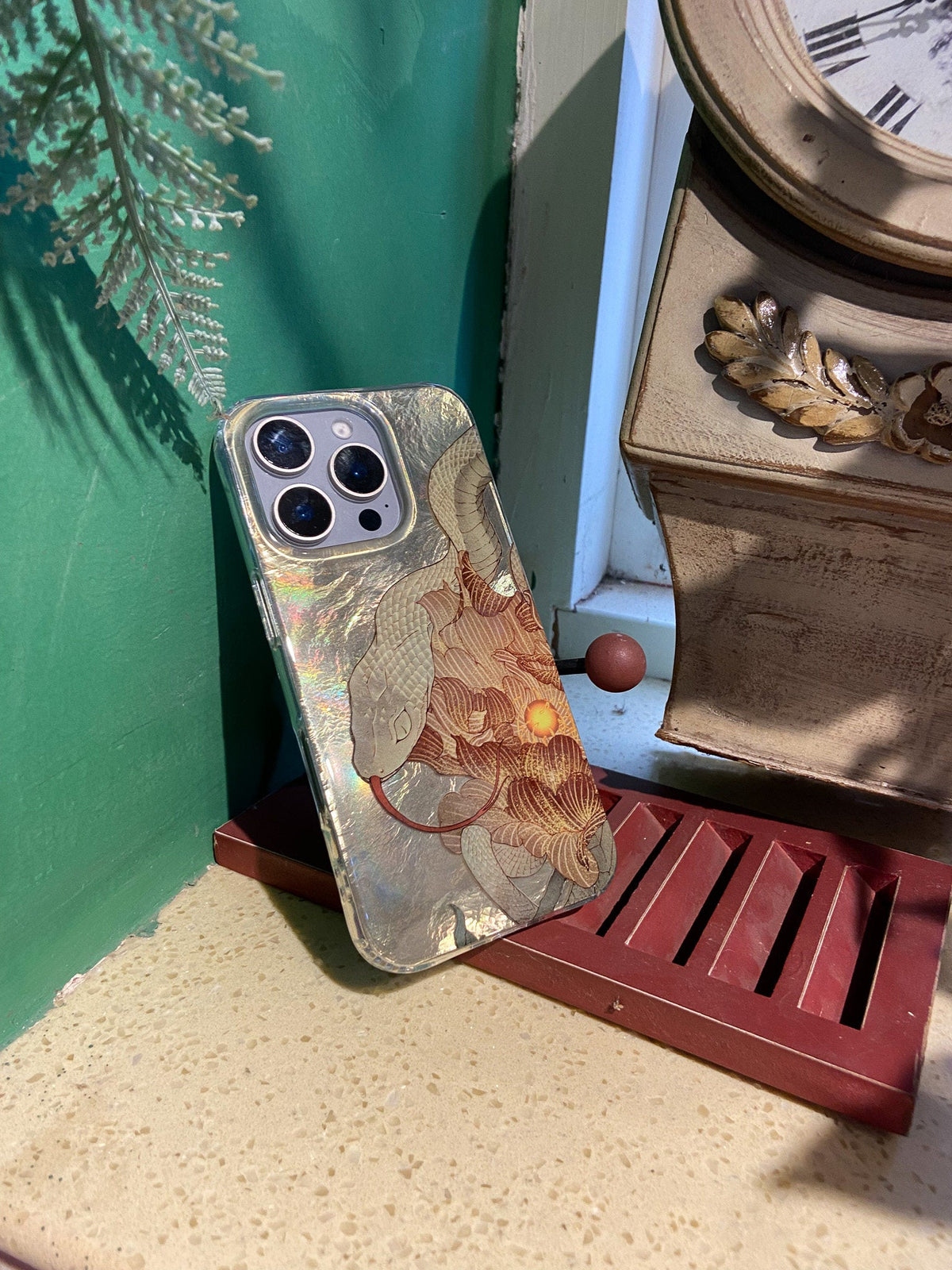 Midnight Bloom: Snake & Peony Neo-Chinese IMD Case | iPhone Case | Three Fleas