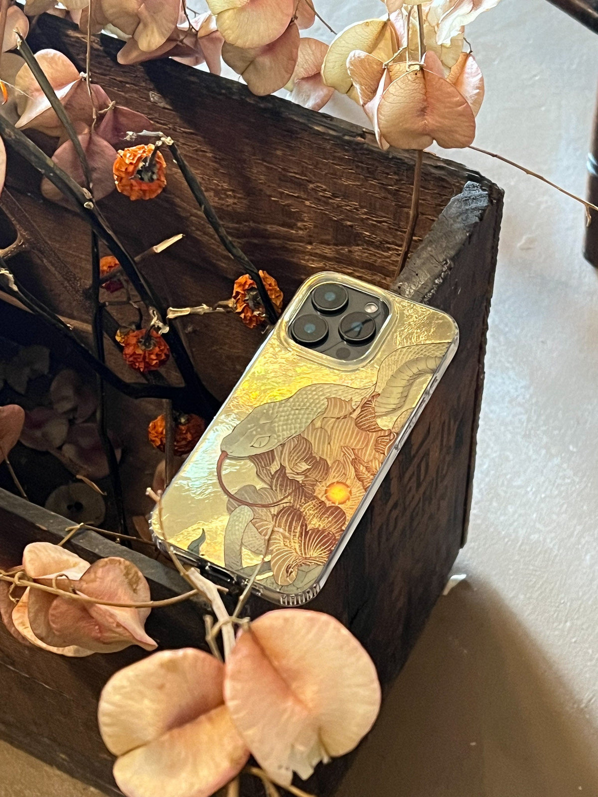 Midnight Bloom: Snake & Peony Neo-Chinese IMD Case | iPhone Case | Three Fleas