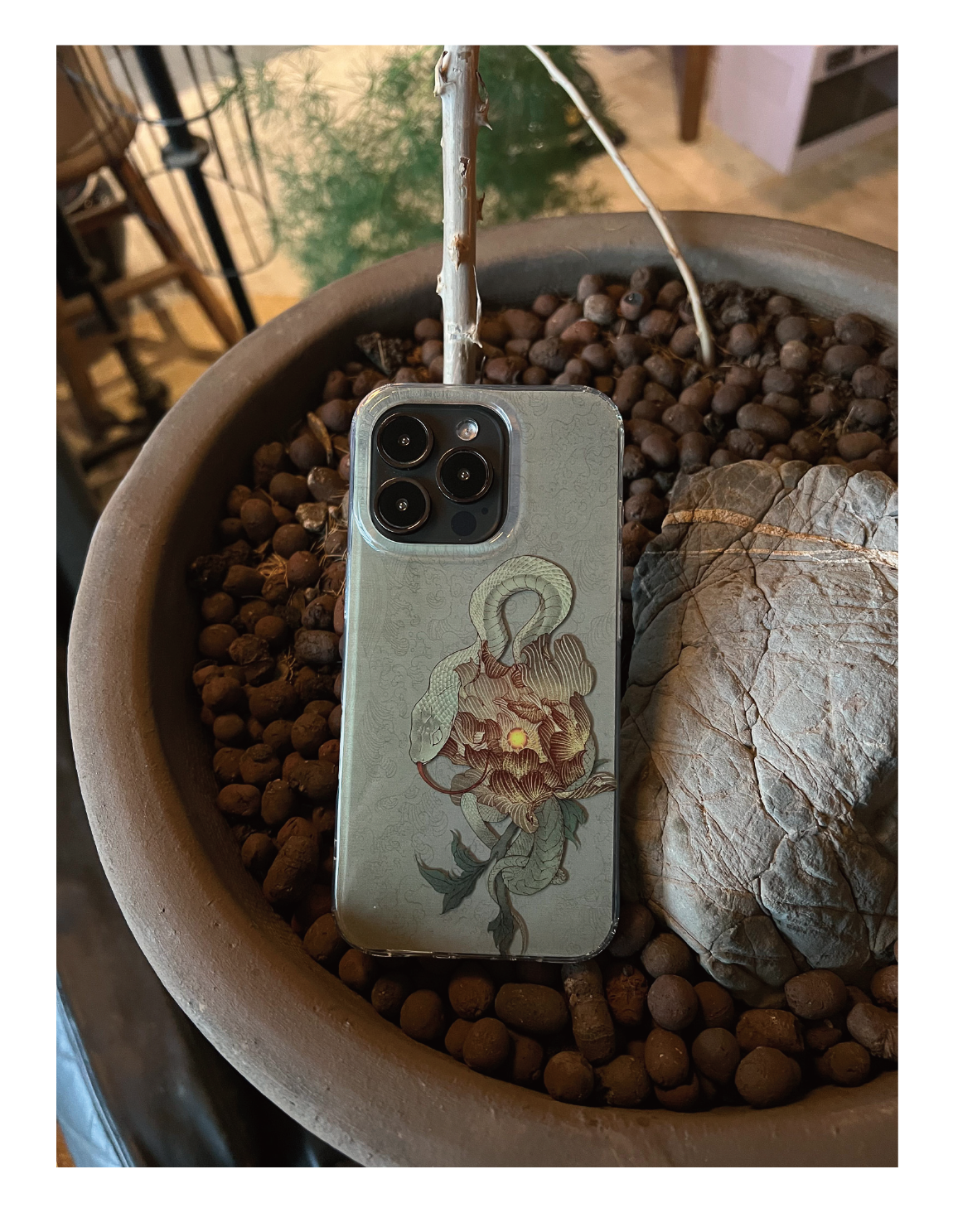 Midnight Bloom: Snake & Peony Neo-Chinese IMD Case | iPhone Case | Three Fleas