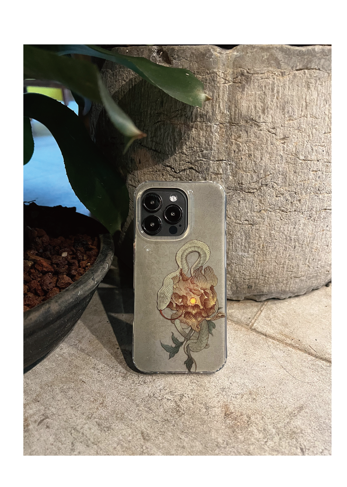 Midnight Bloom: Snake & Peony Neo-Chinese IMD Case | iPhone Case | Three Fleas