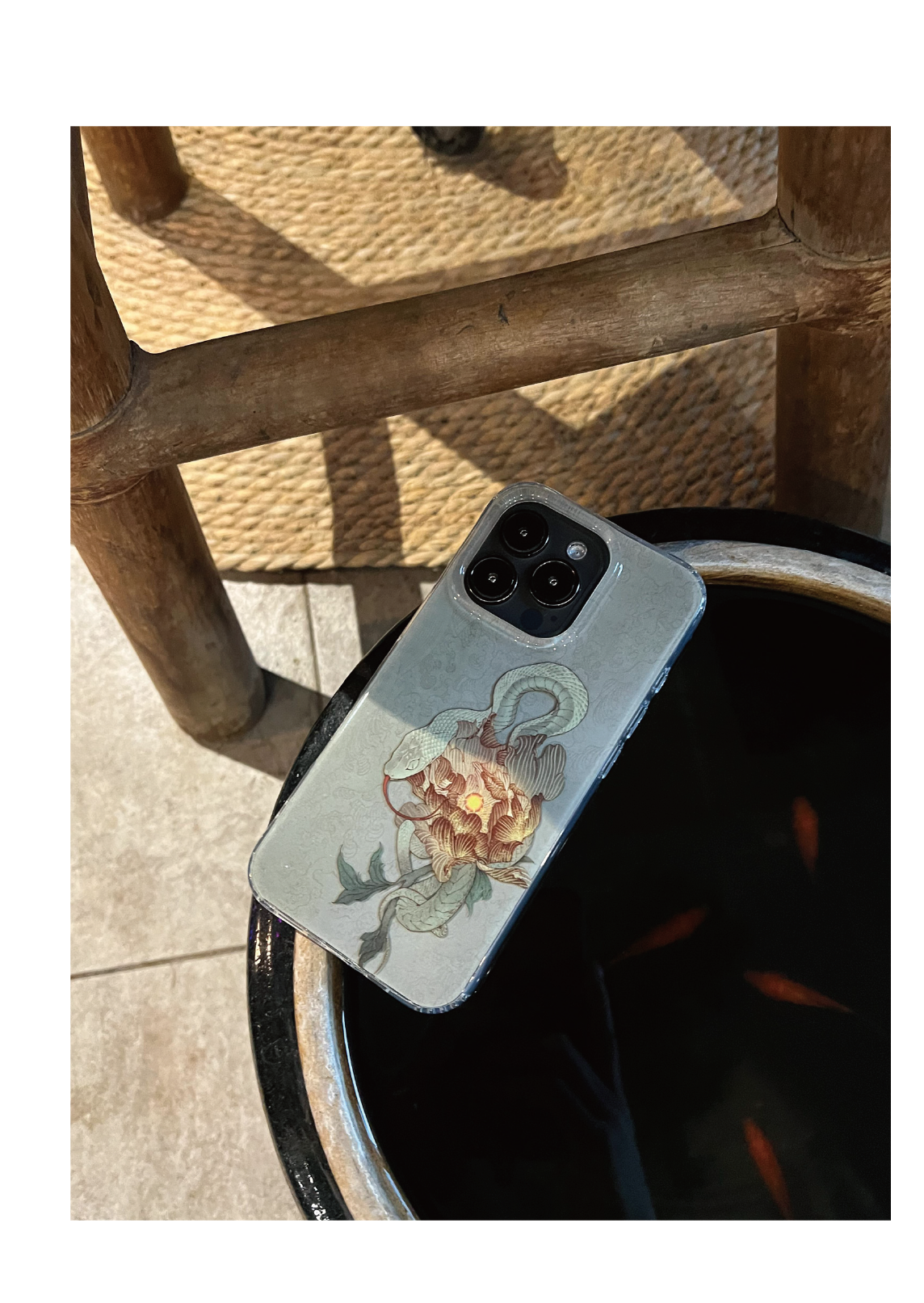 Midnight Bloom: Snake & Peony Neo-Chinese IMD Case | iPhone Case | Three Fleas