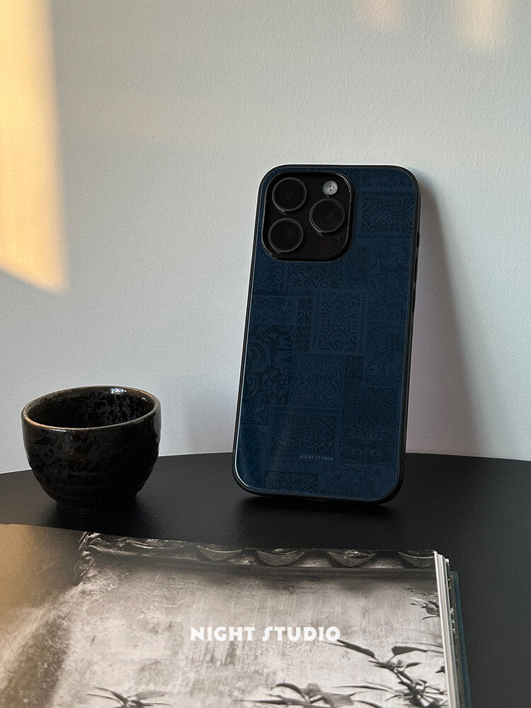 Midnight Blue Exotic Floral Pattern Phone Case | iPhone Case | Three Fleas