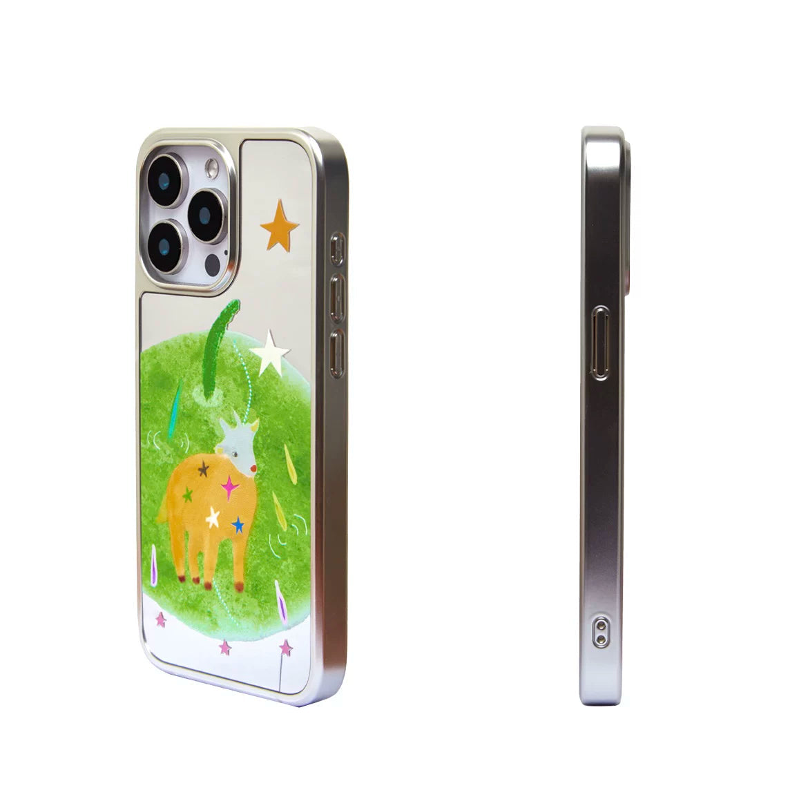 Phone case with a cartoon deer design on a white background
