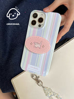 Purple Stripe Phone Case with Puppy Stand | iPhone Case | Three Fleas