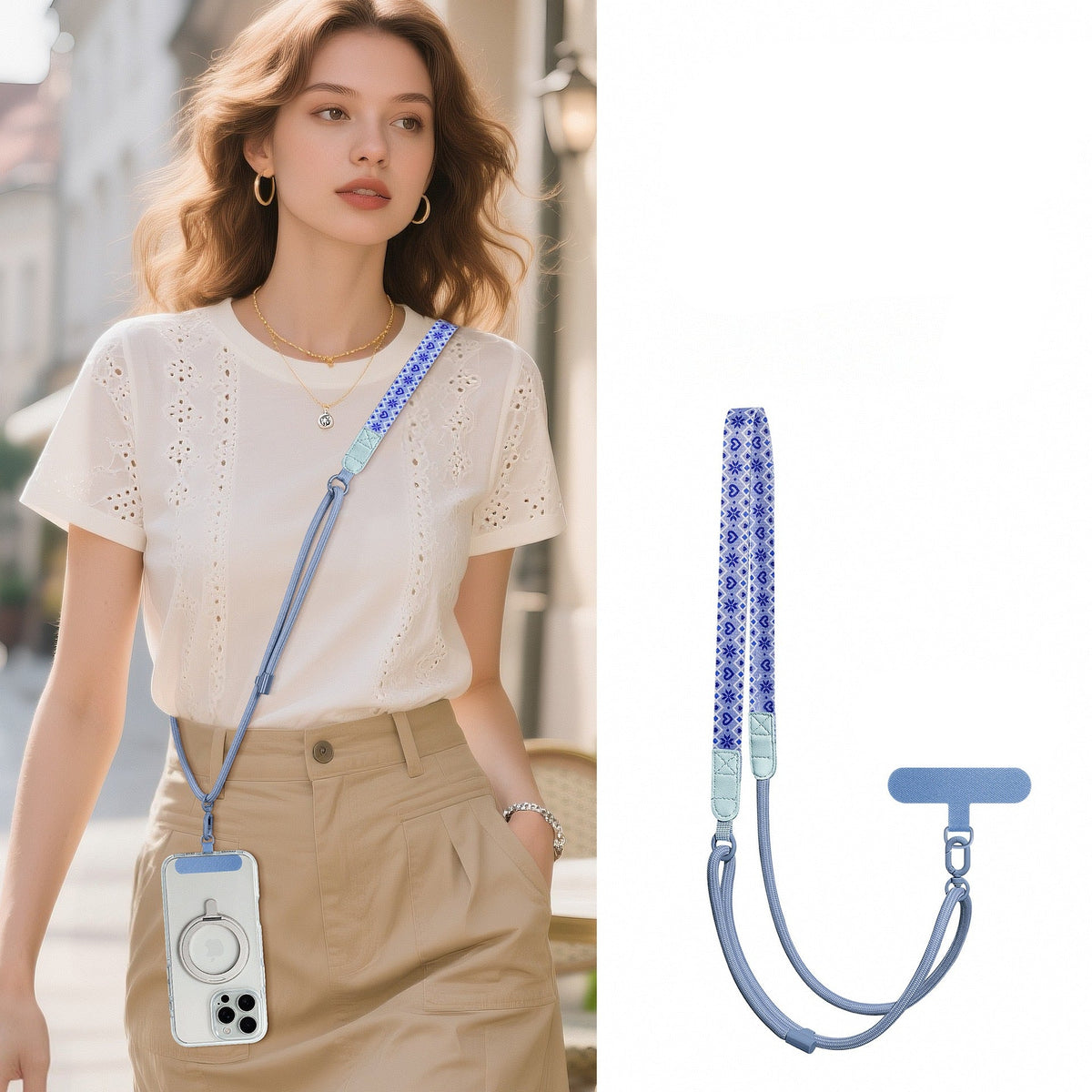 Cartoon Print Adjustable Phone Strap Crossbody