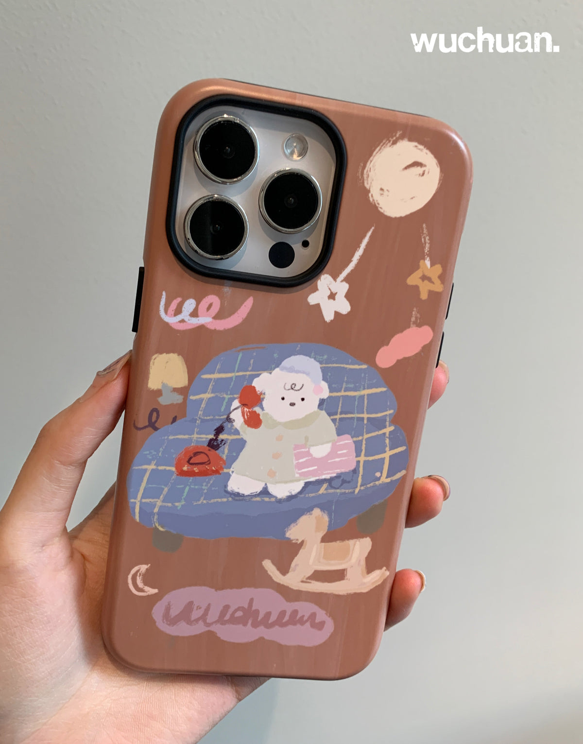 Childish Sheep Calling Sketch Double Layer Phone Case | iPhone Case | Three Fleas