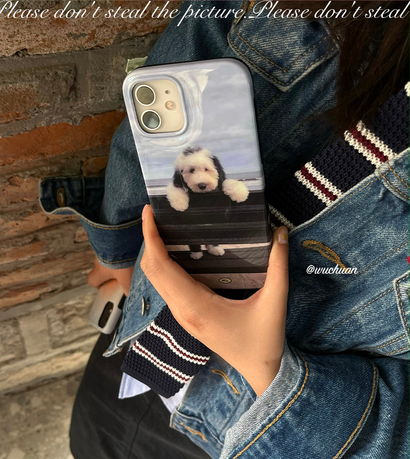Watching The Sea Puppy Print Phone Case | iPhone Case | Three Fleas