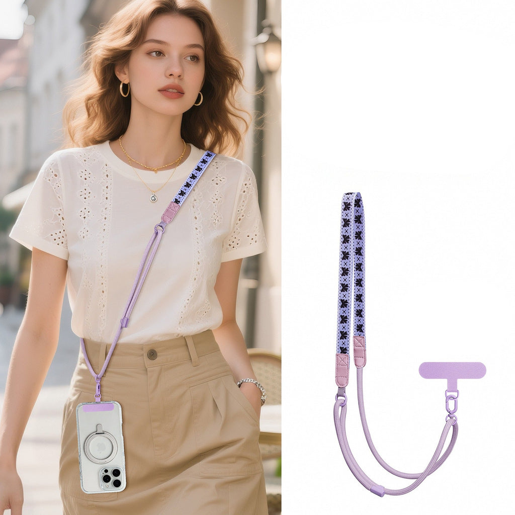 Cartoon Print Adjustable Phone Strap Crossbody