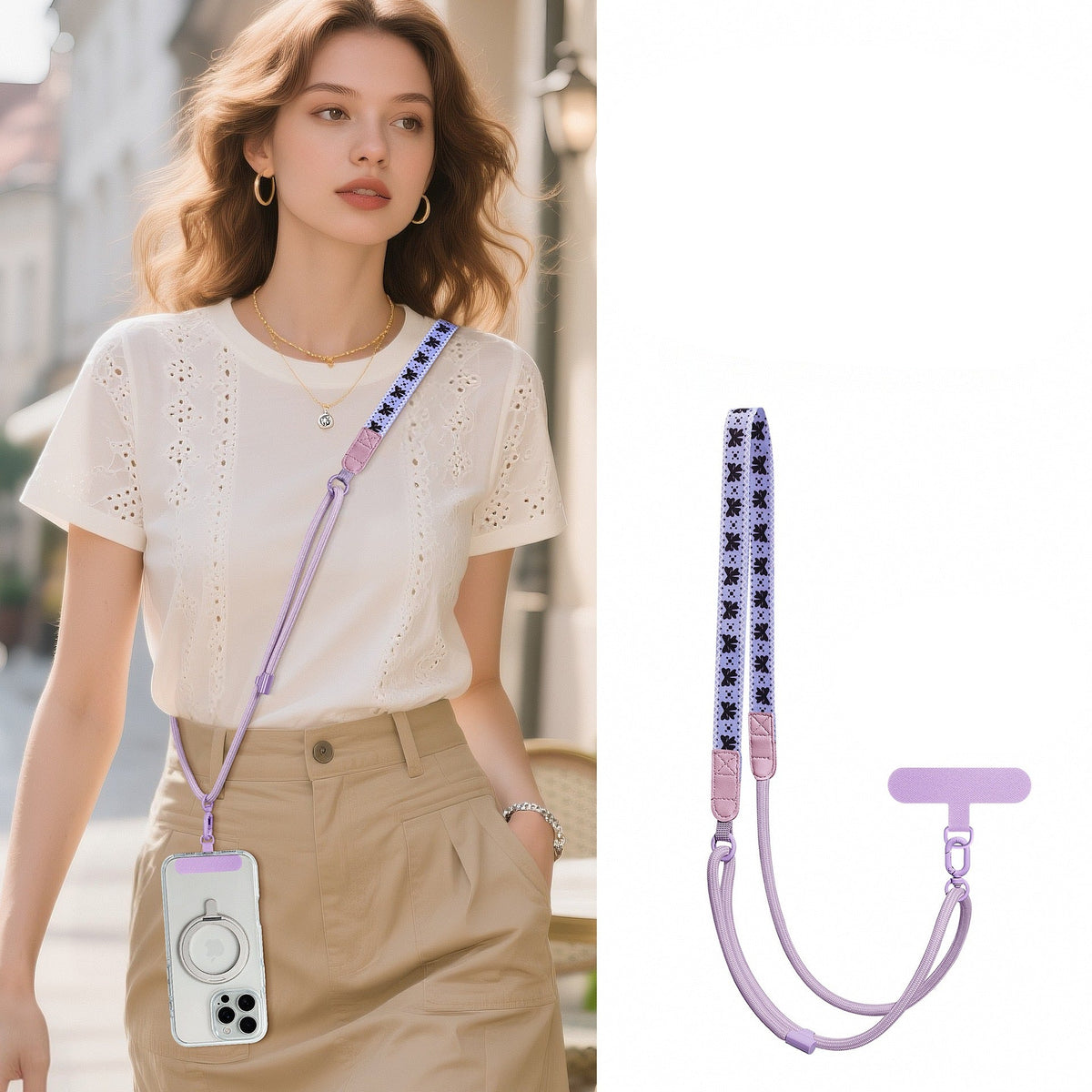 Cartoon Print Adjustable Phone Strap Crossbody