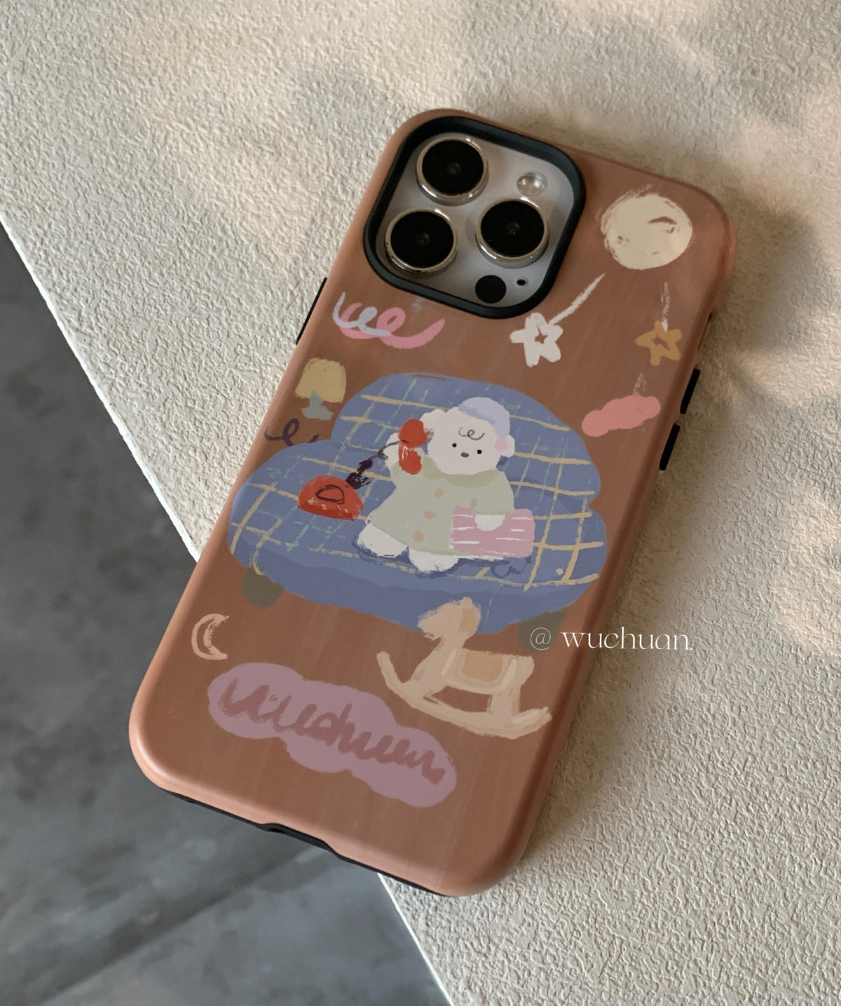 Childish Sheep Calling Sketch Double Layer Phone Case | iPhone Case | Three Fleas