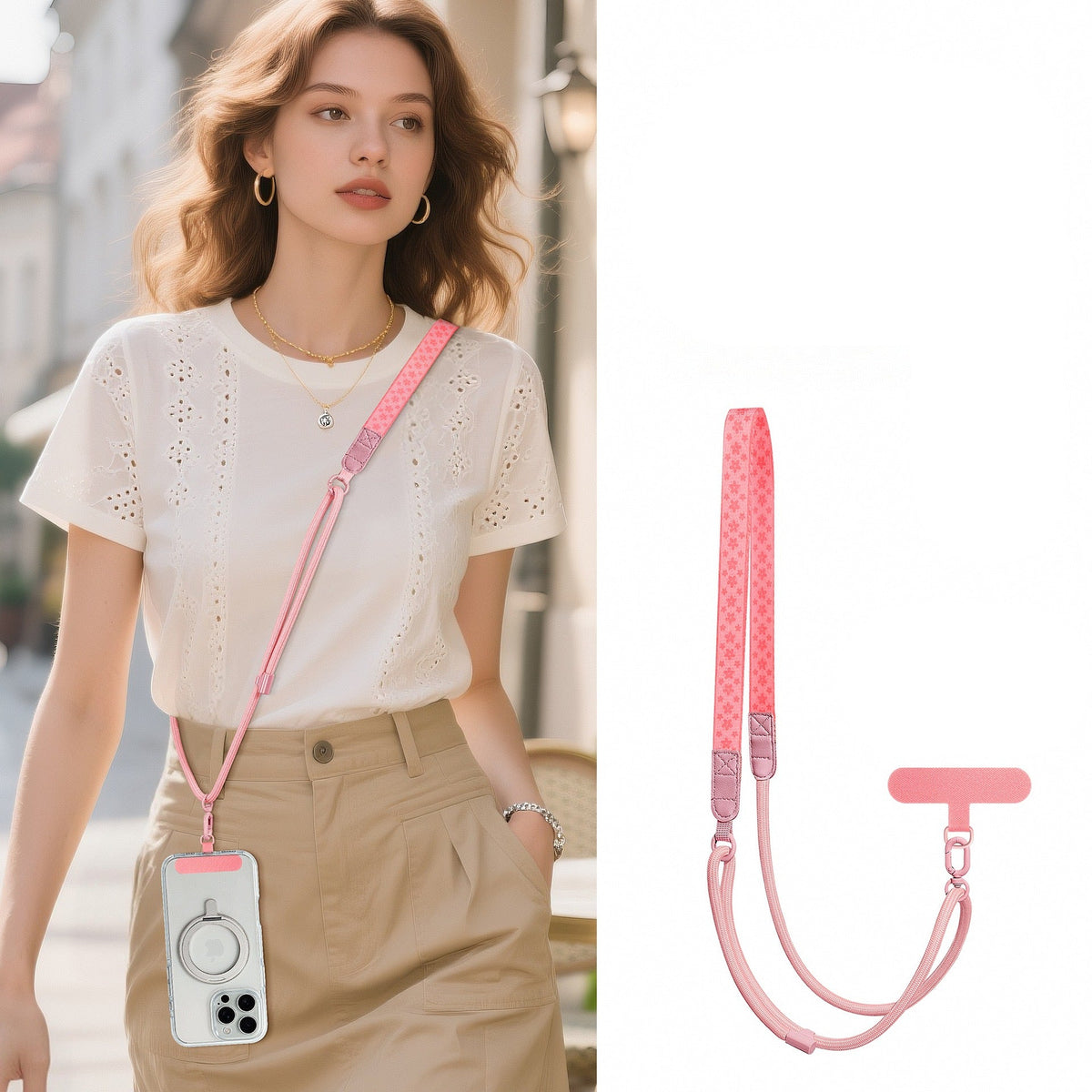 Cartoon Print Adjustable Phone Strap Crossbody