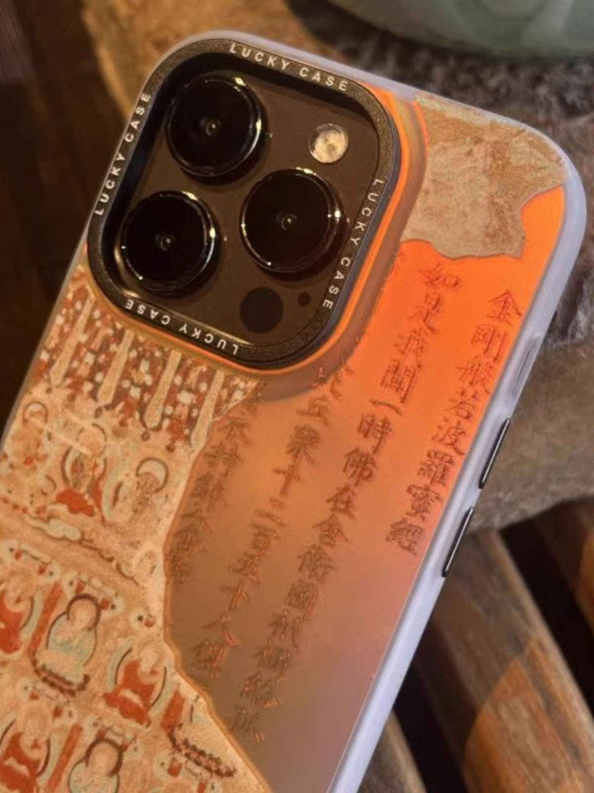 Dunhuang Art Series: Diamond Sutra Chinese Zen Style Laser Metallic Phone Case-YX