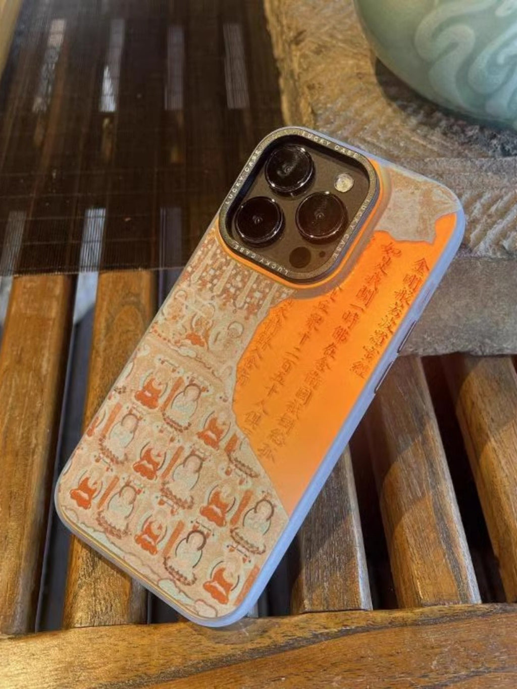 Dunhuang Art Series: Diamond Sutra Chinese Zen Style Laser Metallic Phone Case-YX