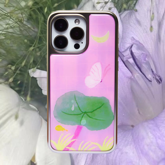 Fairytale Lotus & Butterfly Silver-Plated Epoxy Resin Phone Case-SATP