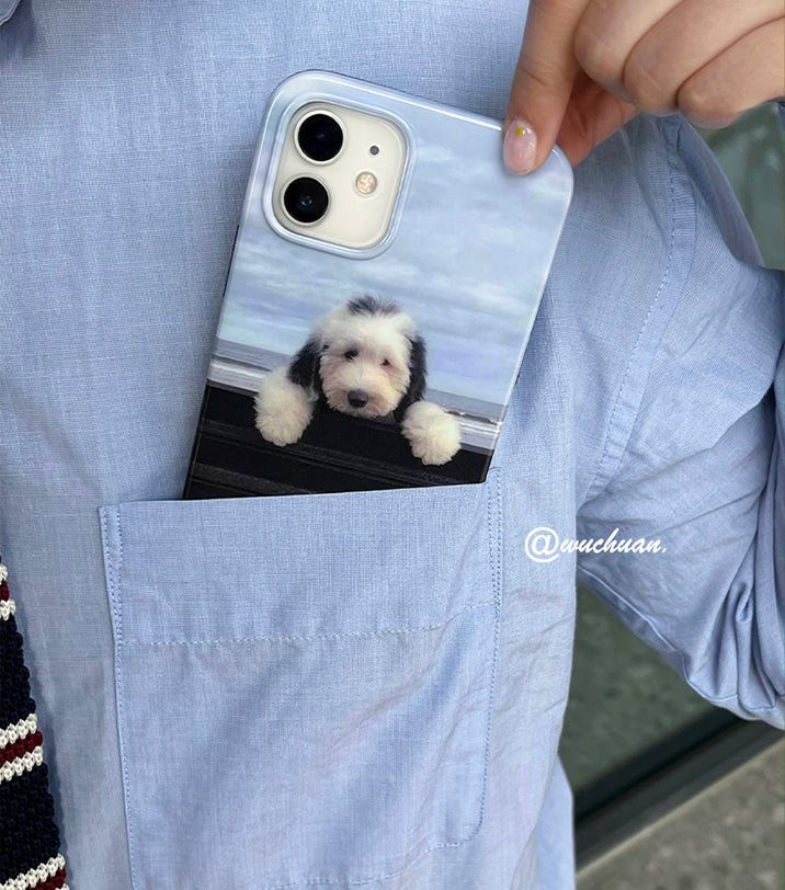 Watching The Sea Puppy Print Phone Case | iPhone Case | Three Fleas