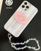 Purple Stripe Phone Case with Puppy Stand | iPhone Case | Three Fleas