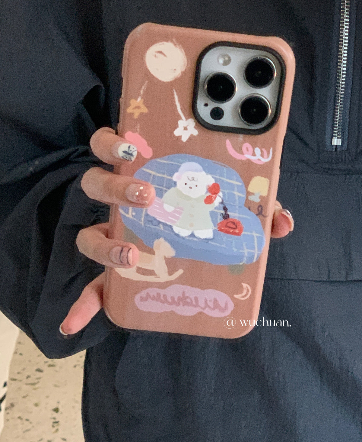 Childish Sheep Calling Sketch Double Layer Phone Case | iPhone Case | Three Fleas