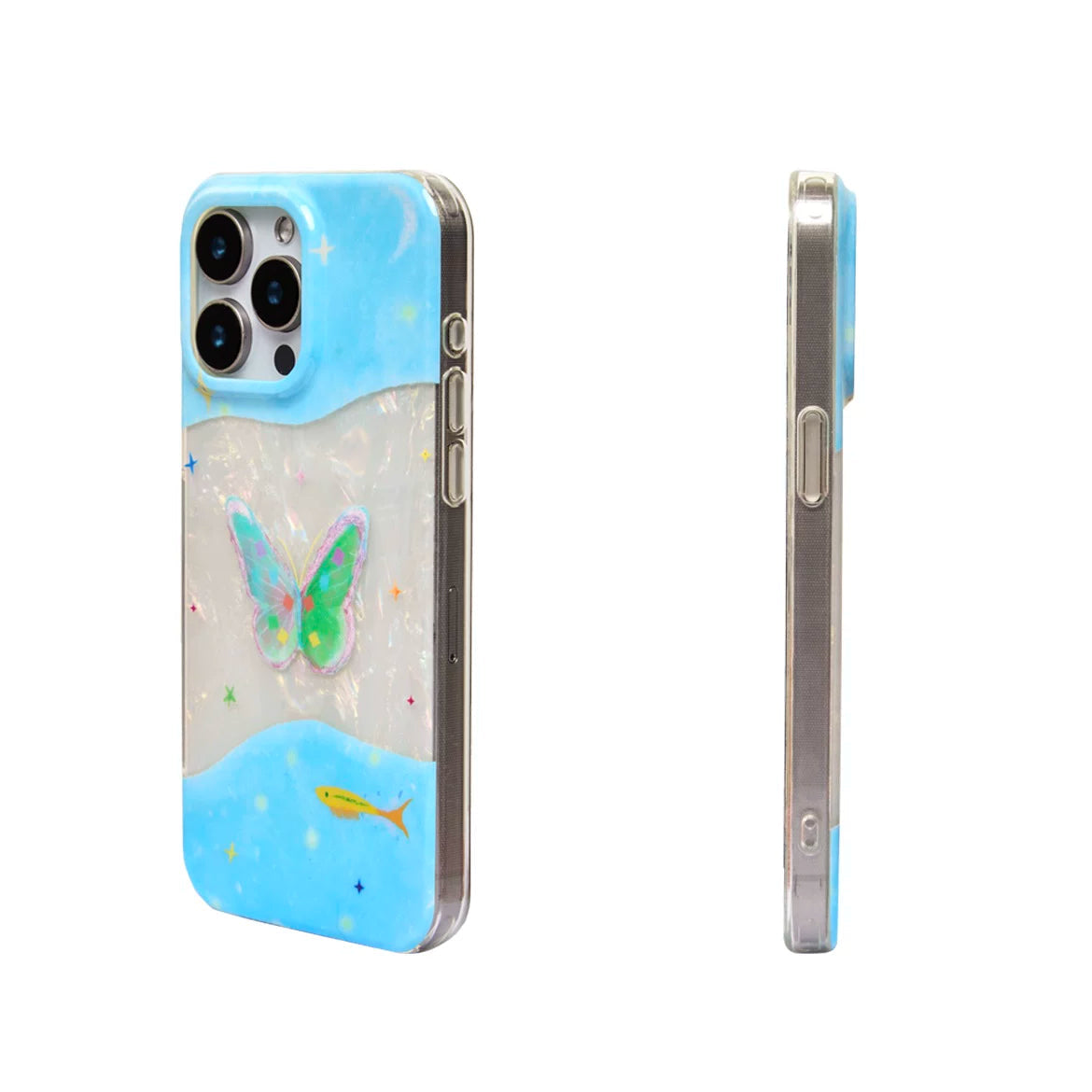 Fairytale Blue Mother-of-Pearl Butterfly Phone Case-SATP