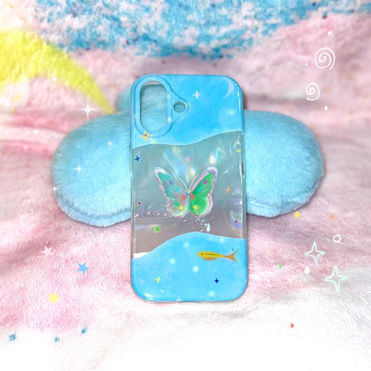 Fairytale Blue Mother-of-Pearl Butterfly Phone Case-SATP