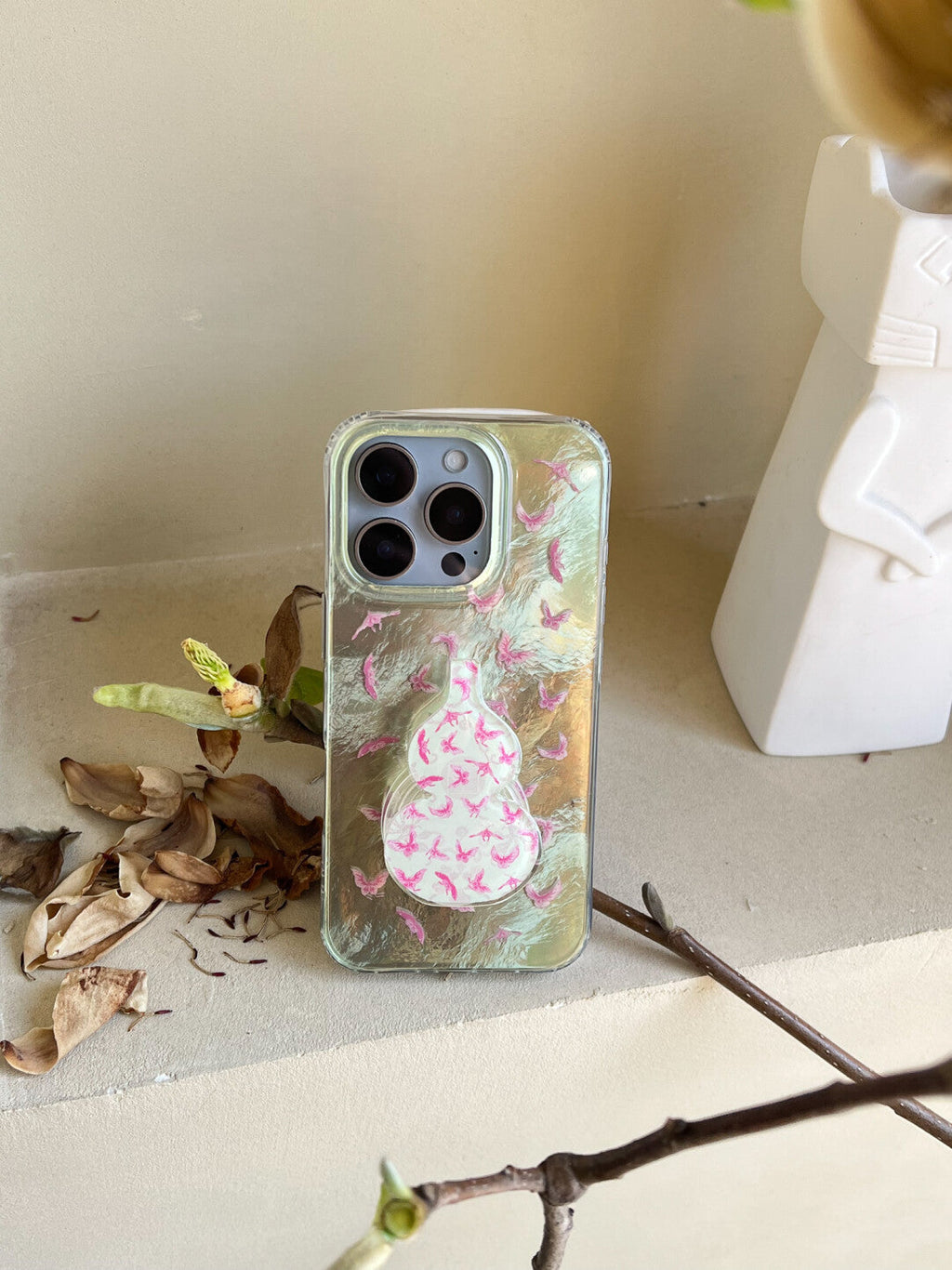 Pink Butterfly Gourd Glitter Phone Case | iPhone Case | Three Fleas