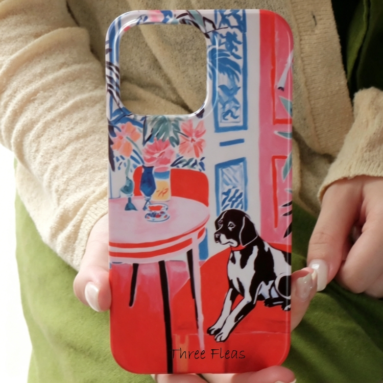 Artistic Red Couch Dog Phone Case Double-layer Film Print