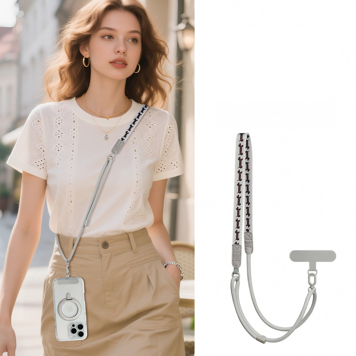 Cartoon Print Adjustable Phone Strap Crossbody