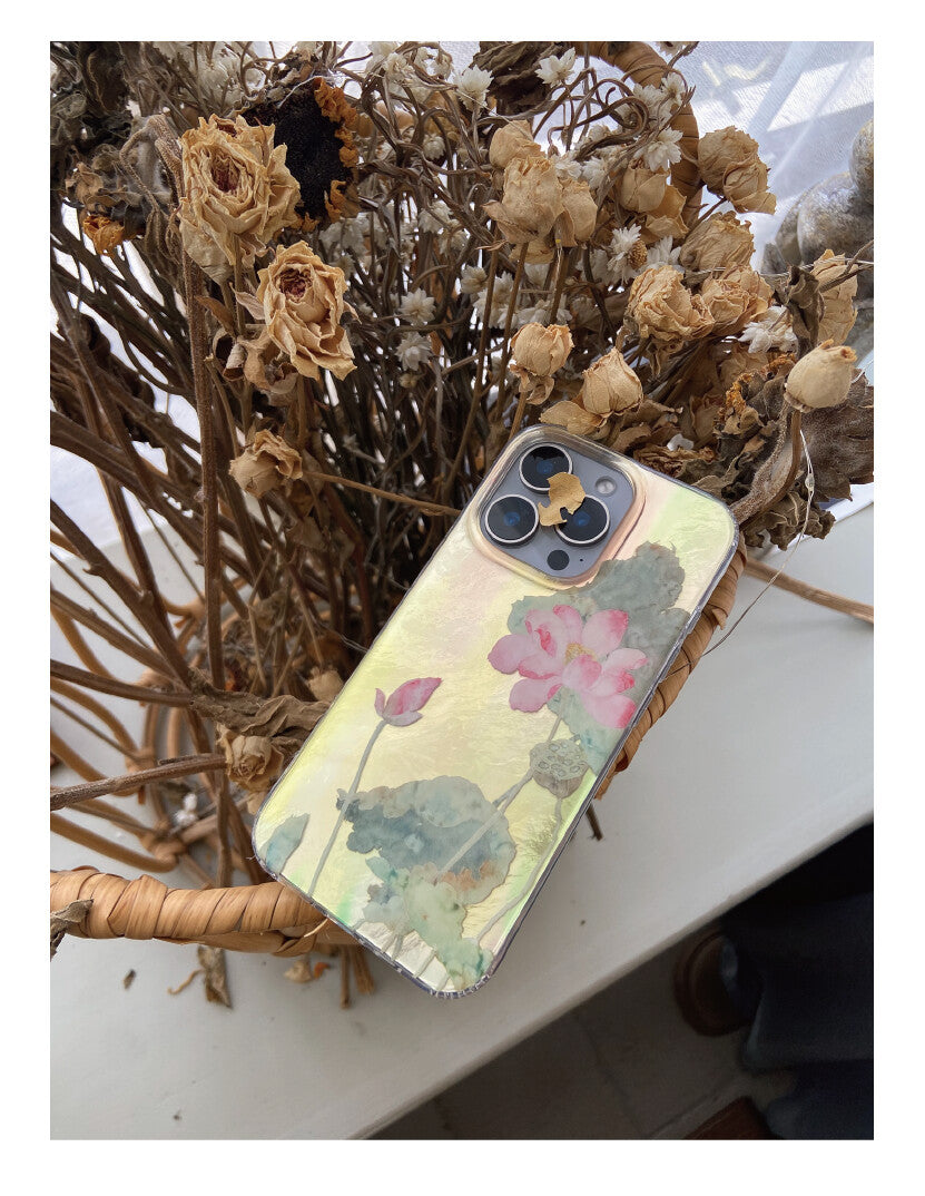 Summer Pink Sparkling Lotus Phone Case | iPhone Case | Three Fleas