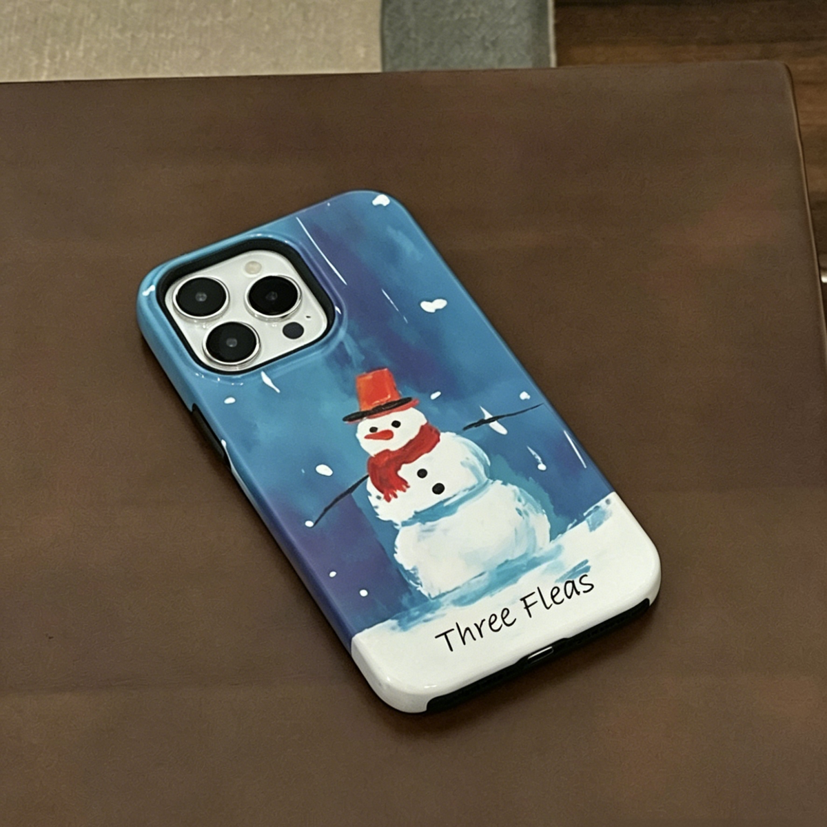 Artistic Winter Snowman Phone Case Double-layer Film Print