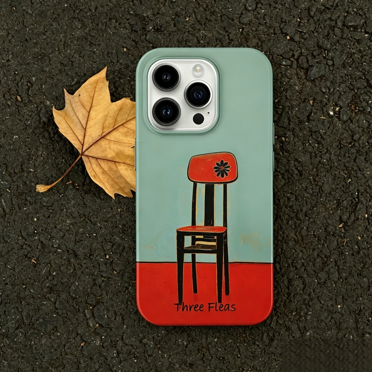 Artistic Retro Flower Red Chair Phone Case Double-layer Film Print