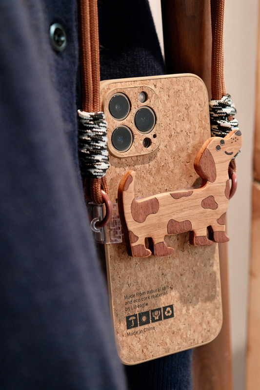 Wooden Puppy Phone Case Back Clip | Phone Holders/Stands/Charm | Three Fleas