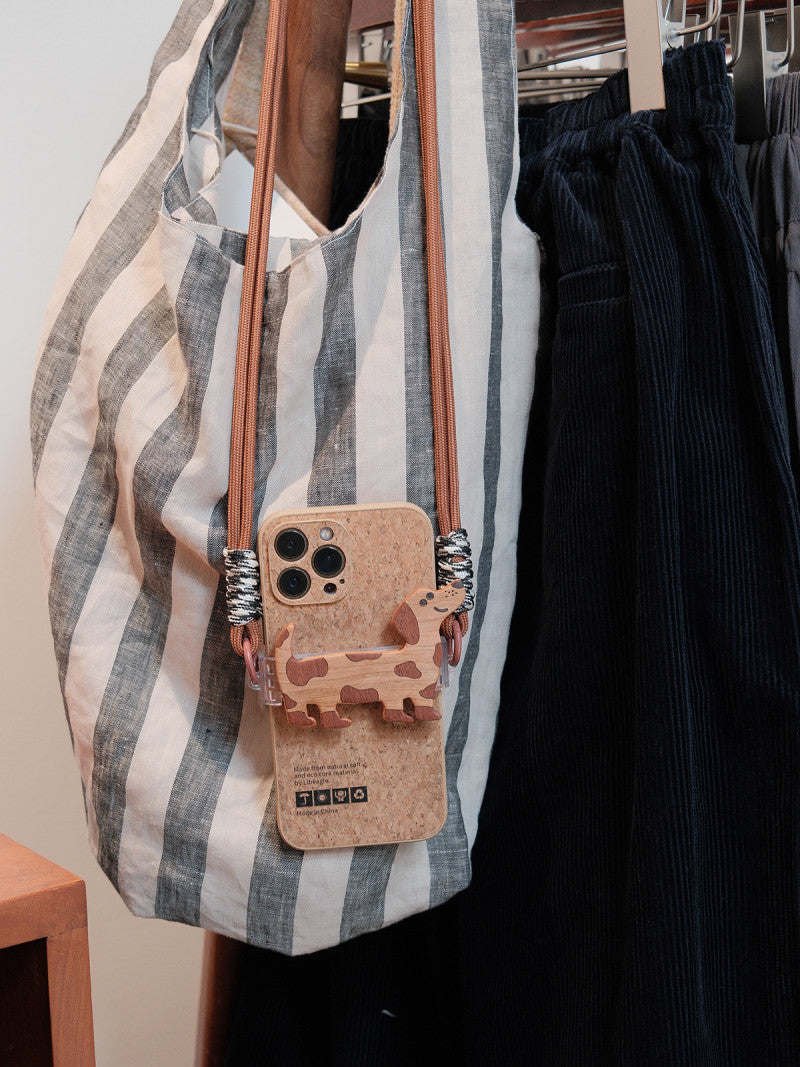 Wooden Puppy Phone Case Back Clip | Phone Holders/Stands/Charm | Three Fleas