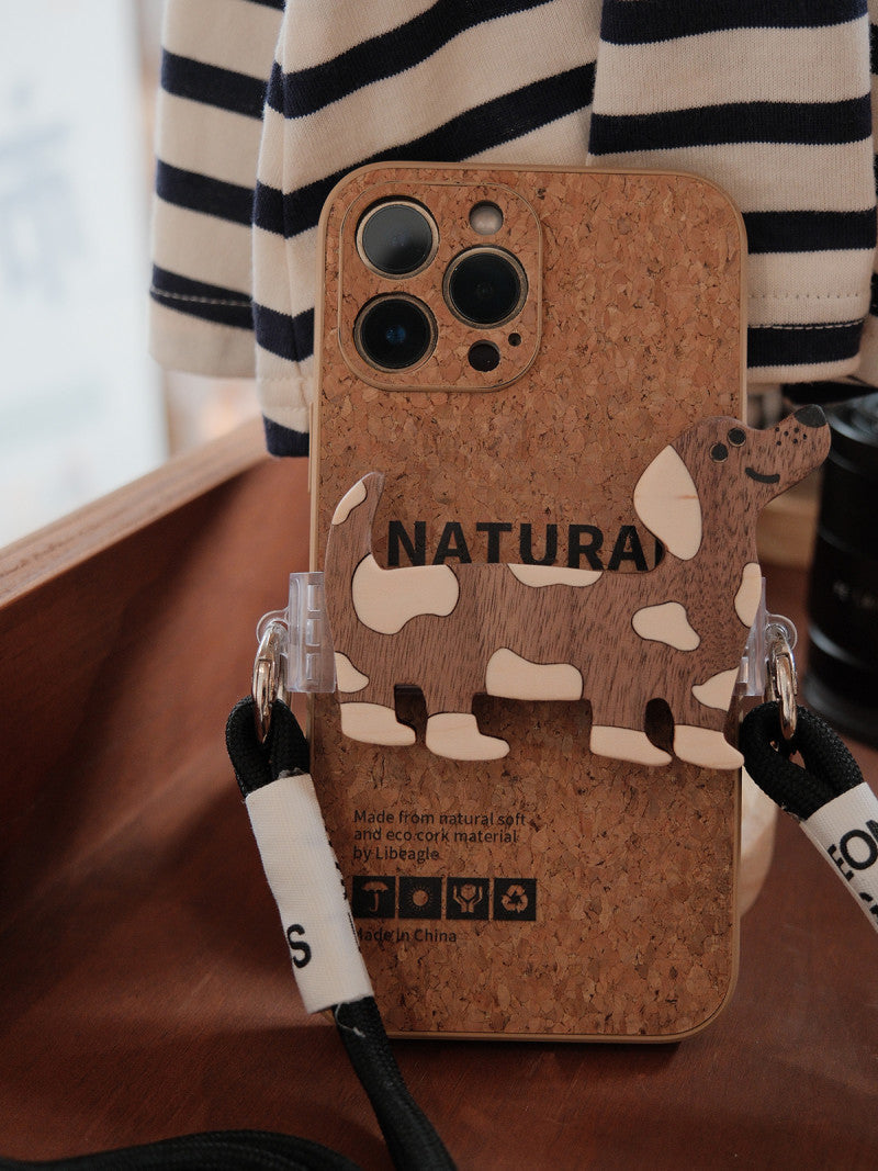Wooden Puppy Phone Case Back Clip | Phone Holders/Stands/Charm | Three Fleas