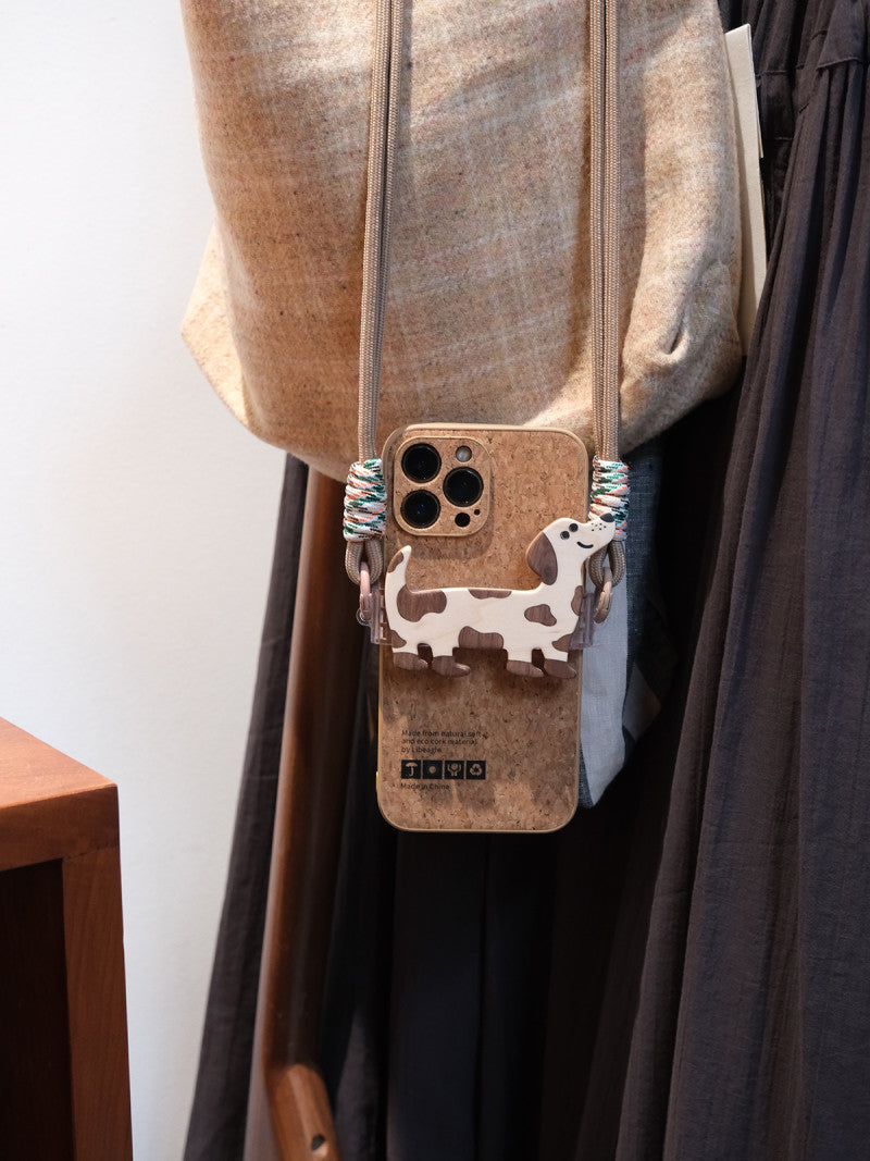 Wooden Puppy Phone Case Back Clip | Phone Holders/Stands/Charm | Three Fleas