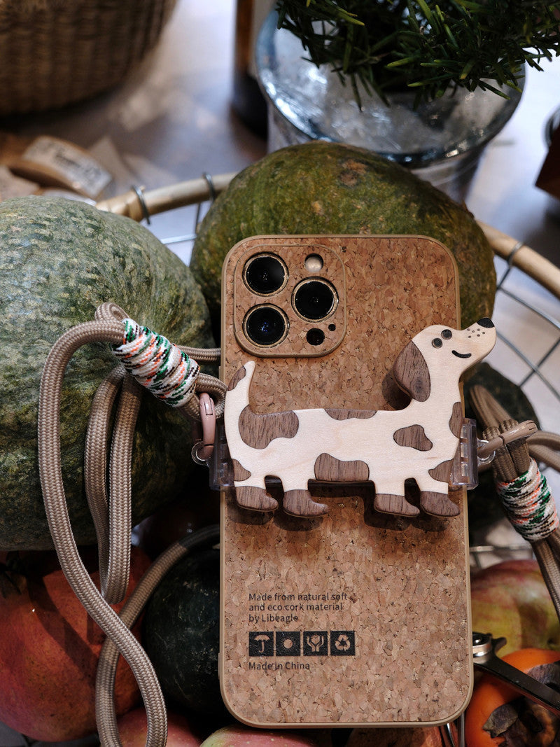 Wooden Puppy Phone Case Back Clip | Phone Holders/Stands/Charm | Three Fleas