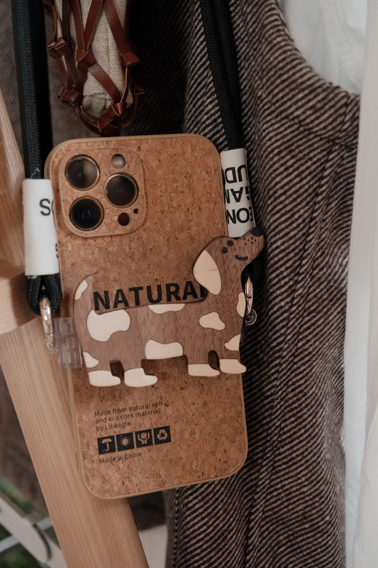 Wooden Puppy Phone Case Back Clip | Phone Holders/Stands/Charm | Three Fleas