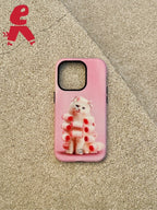 Xmas Pink Cat Double Layer Phone Case | iPhone Case | Three Fleas