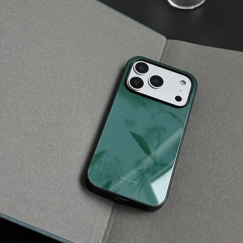 Chinoiserie Leaf Shadows Tempered Glass Case-NS