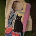 Artistic Black Cat & Potted Plant Phone Case Double-layer Film Print